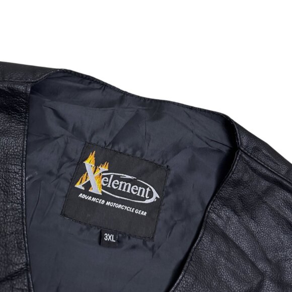 X-ELEMENT Genuine Leather Eagle Live to Ride Motorcycle Biker Vest Mens 3XL - Picture 4 of 6